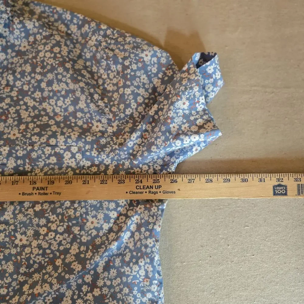 Sonoma Button Shirt Blue Micro Ditsy Floral Resortwear Coastal Casual Size 3XLT